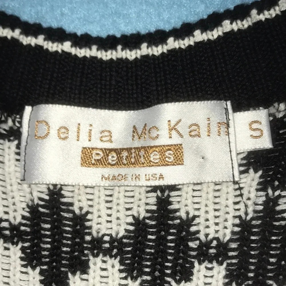 DELIA MCKAIN vintage harlequin pattern gold buttons cardigan petite size S - Picture 4 of 8